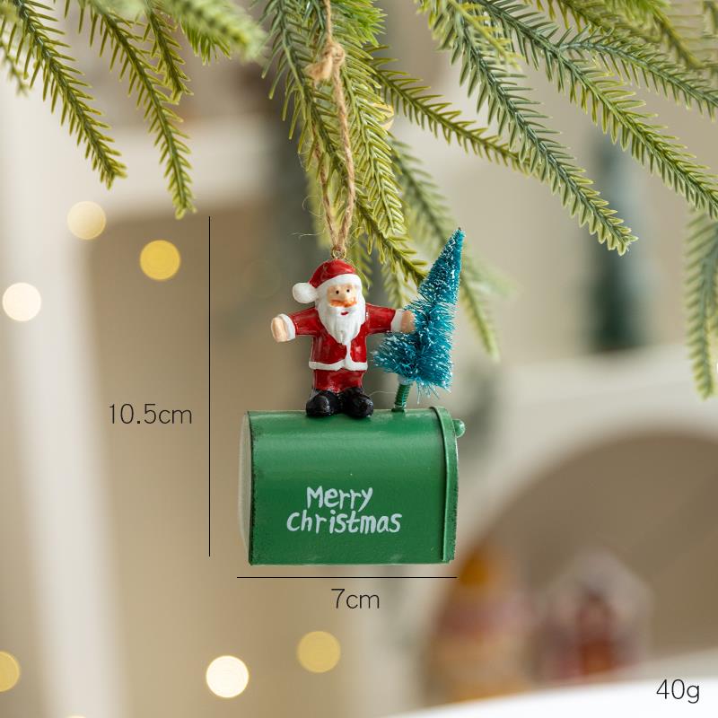 Green Santa mailbox ornament